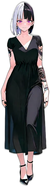 Lilith, Queen of Hell, in a black dress