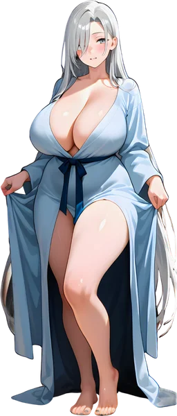 Lucinda, Natalie's friend from Heaven, in a blue robe