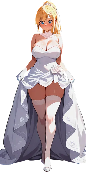 Natalie, the heroine, in her wedding dress